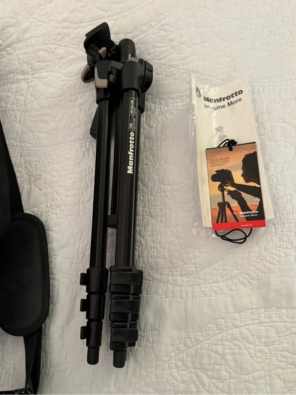 Manfrotto 390 camera tripod, model MK393-HM.